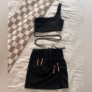 White Fox Black Skirt Set